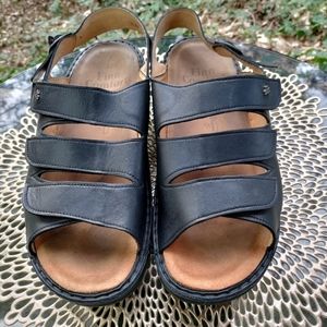 Men's FINN COMFORT Black Leather Strappy Sandals 43 / US Size 10 M.